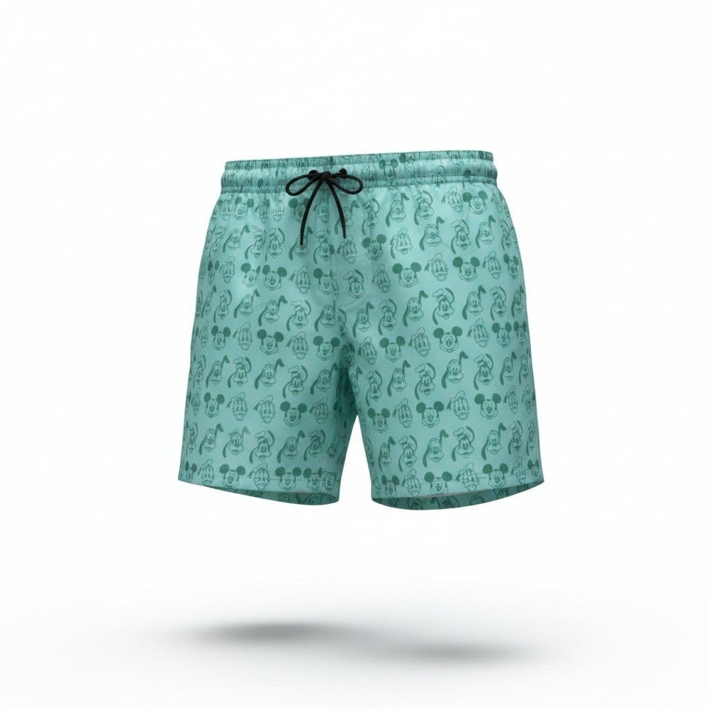 Disney Mickey Mouse Friends Swim Trunks Mens XXL Teal Summer Pool Beach Resort